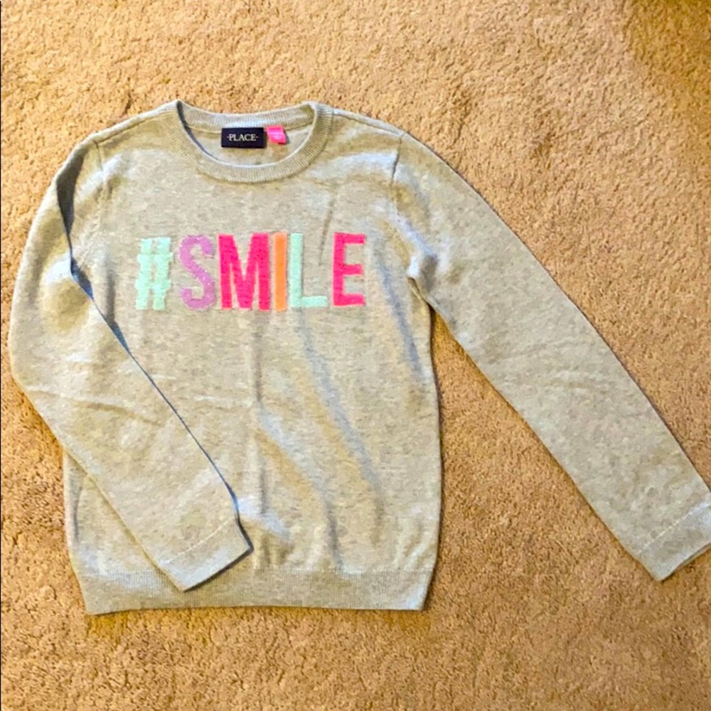 Girls grey #SMILE sweater